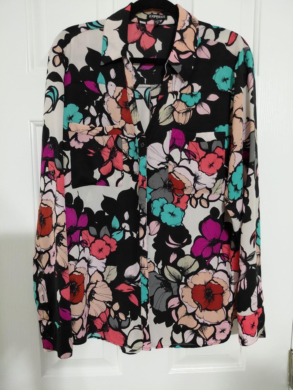 Express Women's Floral Button-Up Blouse - Multi